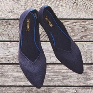 Dream Pairs Women's Dark Blue Knitted Fabric Pointed Flats Size 9.5